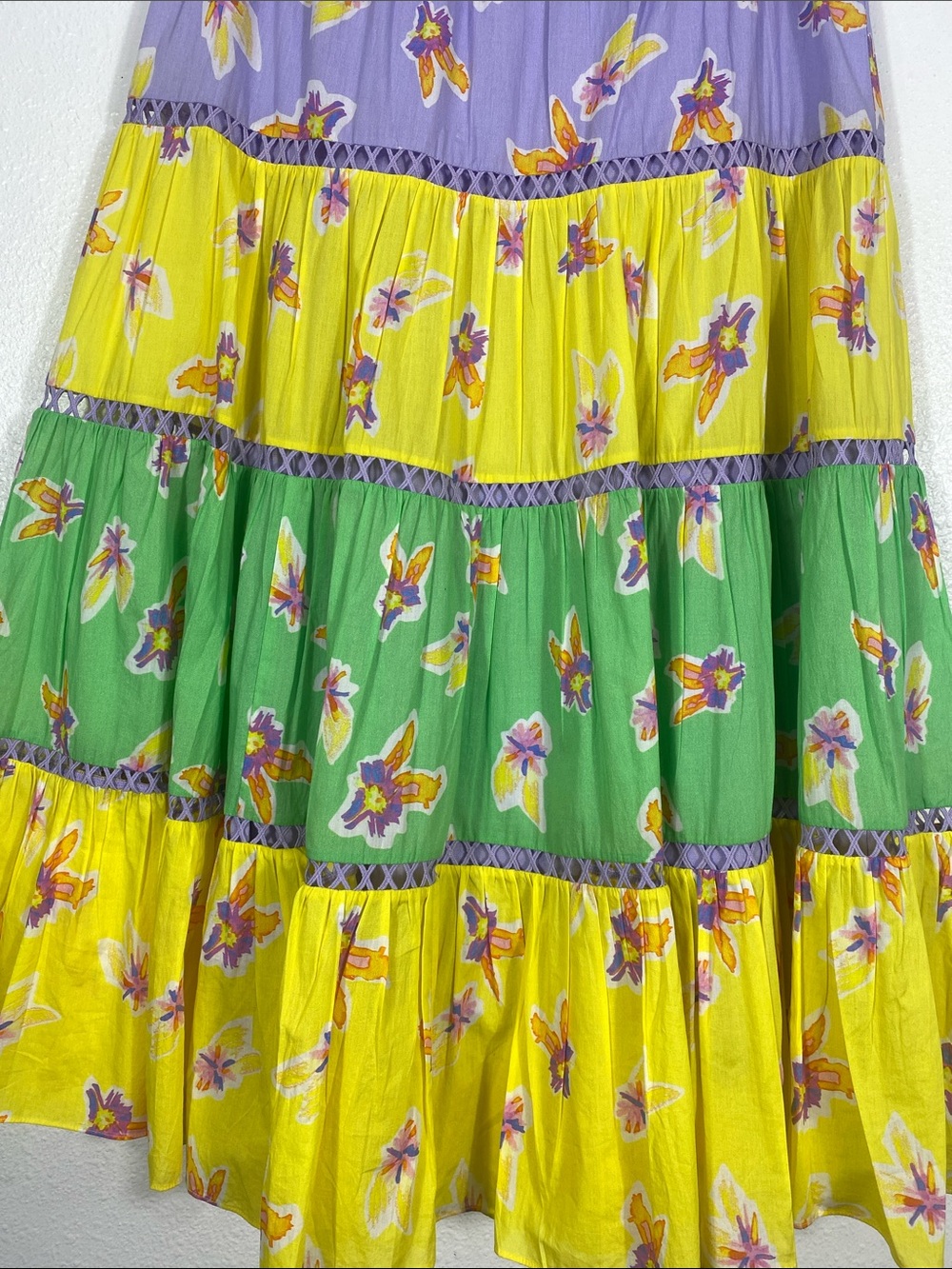 Ālivia Caroline Tiered Floral Maxi Skirt Bouncing Buds Multi Size S 100% Cotton - Picture 4 of 16